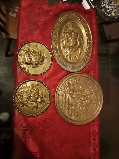 4    vintage Brass wall plates