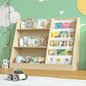 Childrens bookcase Kids Bookshelf Wooden kids Storage Book Rack for kids room,Nursery Shelf and Toy Storage Unit for Books, Bedroom, Playroom, Storage Organizer (Oak