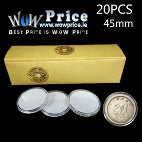 0556 20Pcs 45mm Round Clear Plastic Coin Holder Capsules
