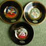 3 x 24KT Gold trim Blue Porcelain Seoul Korea Plates Image 7