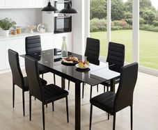 Extendable Glass Dining Table Set + 6chairs
