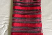 Red and black curtain panel