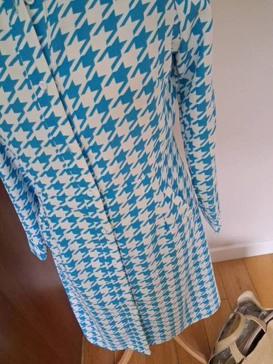Stunning Maraislise Dress Turquoise/White Houndstooth Size 10 New Unworn