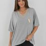Women's Oversized V-Neck Top with Gold Greek Trim Image 2