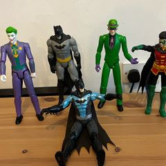 DC Comics Spin Master 12" Action Figure Lot of 5 - Batman, Joker, Robin, Riddler - Complete Capes