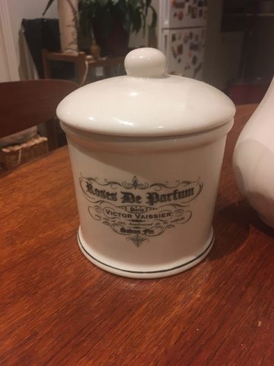 Le Bain Paris Porcelain Jug and Roses de Parfum Victor Vaissier Lidded Jar