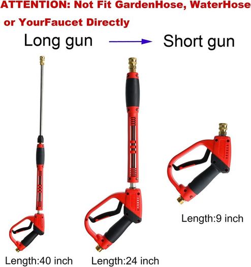 Deluxe Pressure Washer Gun, with Replacement Wand Extension, 5 Nozzle Tips, M22 Fitting, 40 Inch, 5000 PSI