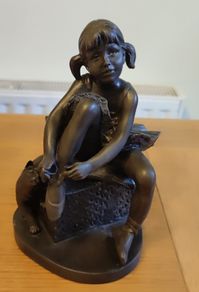 Bronze Style Ballet Girl Figurine Ballet Shoes Cat Sculpture Decor