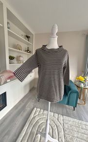 Ladies Black & Beige Striped Top from Carolyn Donnelly