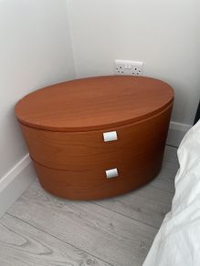Pair of Beautiful Deco Style Solid Wooden Oval Lockers
