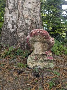 Toadstool fairy garden cement ornament