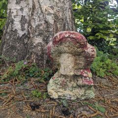 Toadstool fairy garden cement ornament