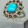 Sleeping Beauty Turquoise, White Zircon Multi-Tourmaline Cosmo Ring Image 2