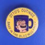 OTTO'S OUTINGS (Barf in the Bloo Mug) motorcycle rally enamel badge (1980's). Large size 1 5/16" diameter. Image 2