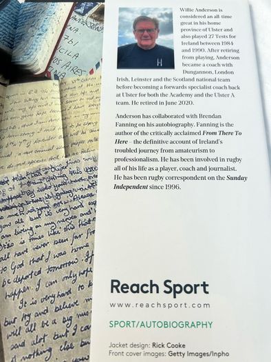 SIGNED Crossing The Line by Willie Anderson Ulster & Ireland Rugby Legend