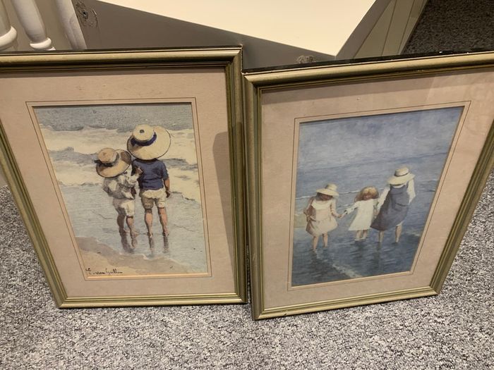 Prints E.Van Goethem (1857-1924) -Watercolour, Sun Hats