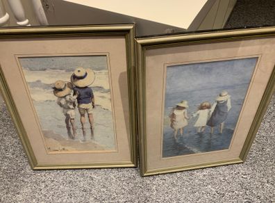 Prints E.Van Goethem (1857-1924) -Watercolour, Sun Hats