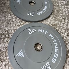 2 x 5kg Olympic Rubber Bumper Plates (Grey)