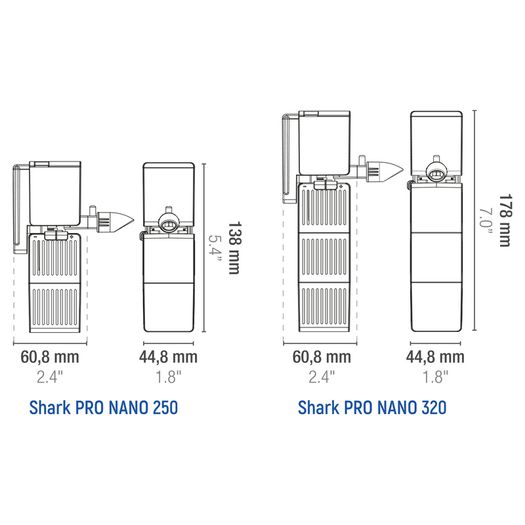 SICCE Shark PRO NANO 320 Internal Filter, 320 l/h - (60-100L) Fresh & Marine