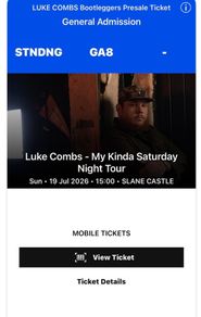 Luke Combs - tickets x2 for Sunday