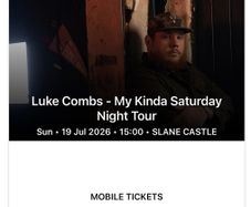 Luke Combs - tickets x2 for Sunday