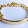 Men's ID Bracelet 18k Yellow Gold Plated Identification Cuff Bangle length 8" Image 3