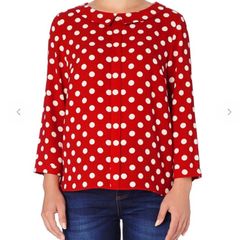 Phase eight red and white polka dot blouse with Peter Pan collar size 12