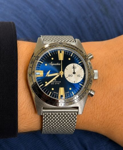 Aquastar Deepstar Blue Ray automatic dive watch