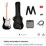 Squier by Fender Sonic Stratocaster Beginner Electric Guitar Pack, Black Image 4
