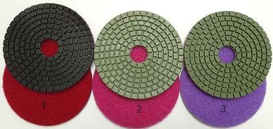 100mm, 4" 3 STEP Wet Diamond Polishing Pads