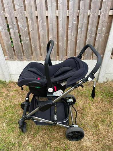 Magic ZC 3 in 1 Pushchair Pram Travel System, Baby Stroller 3 in 1 with Reversible Two Pushing Modes, Newborn Infant Carriage One-Click Folding, Toddler Buggy Aluminum Frame (739 Black)