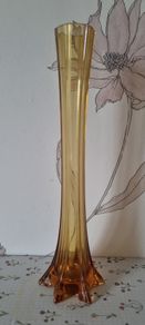Vintage amber elephant foot vase