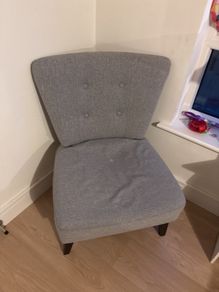grey armchair