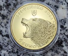 Slovakia 5 Euro Shiny Coin 2023 - Brown Bear - Fauna and flora in Slovakia