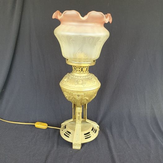Vintage brass oil lamp converted working