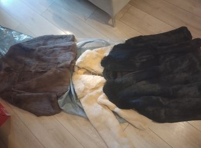 Trio Of Perfect Condition Rabbit Fur Coats,one Of A Kind,wont Be Found Again!