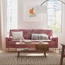 _3-seater sofa, couch for living room, cover made of velvet, for apartments, small rooms, wooden frame, metal legs, simple structure, modern design, 183 x 78 x 88 cm, pink Image 5