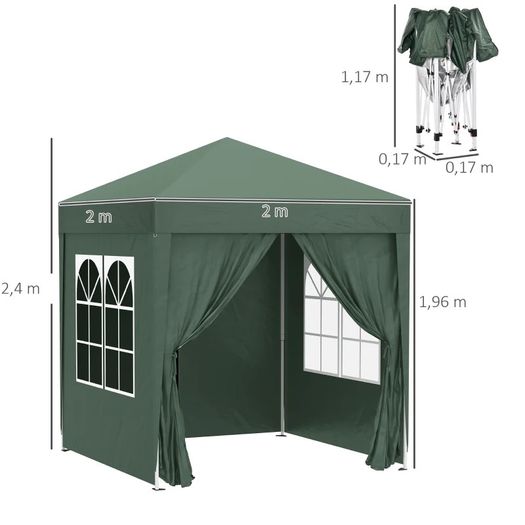 NEW SALE | 2 x 2m Pop-up Gazebo, Portable with Sidewalls | High-Quality Steel Frame | Water-Resistant | UV Protection | Blue