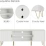 White Wood TV Stand for up to 65 Inch TV, 137cm TV Unit with 2 Cabinets and Open Shelves, Modern TV Console Table for Living Room,53.9 x 15.0 x 18.9 inches Image 4