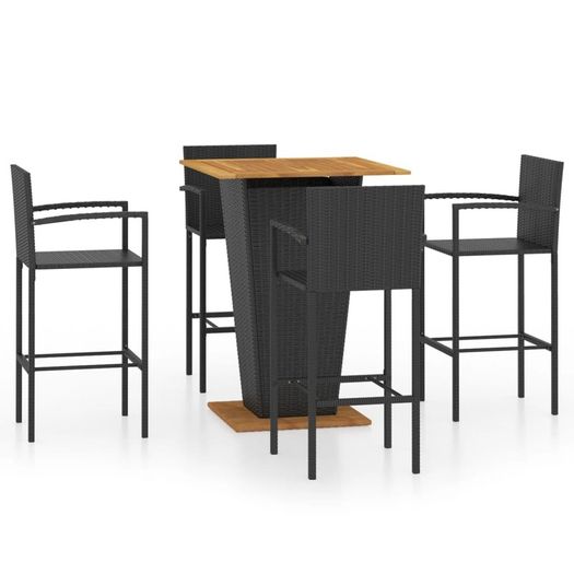 5 Piece Garden Bar Set Black