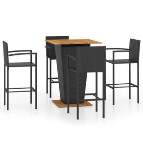 5 Piece Garden Bar Set Black