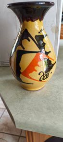Vintage Earthenware Vase by Thomas Buxo Modern Abstract Ceramic vase1960-1970 | Brown Ochre Yellow | Mid-Century Decor