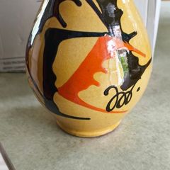 Vintage Earthenware Vase by Thomas Buxo Modern Abstract Ceramic vase1960-1970 | Brown Ochre Yellow | Mid-Century Decor