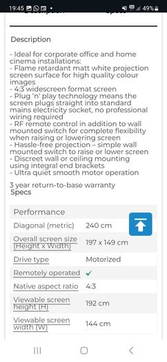 Nobo plug and play electric screen