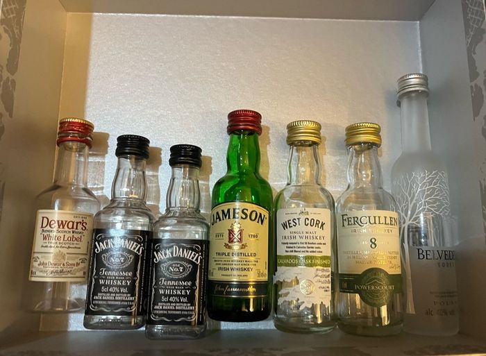 Jameson powers Whiskey gin vodka empty mini bottles