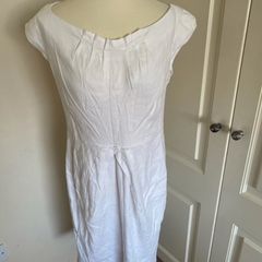 Coast lined white linen dress - size 14