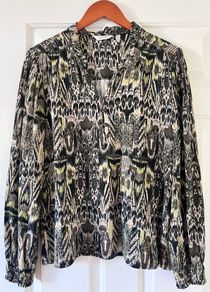 Size 12 Grey/Beige/Green Blouse by B Young
