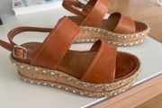 High-quality Italian leather tan sandals