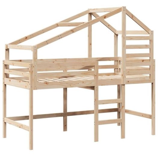 Loft Bed with Ladder and Roof without Mattress 90x190 cm Single