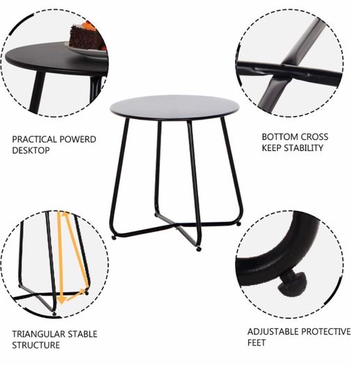 Side Table, Coffee Table, Lightweight, Weather Resistant, Beside Table for Living Room, Hallway, Bedroom, Garden, Terrace, Balcony (MULTIPLE COLOURS)